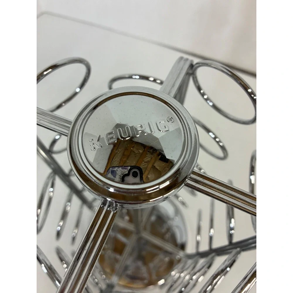 Keurig Chrome Rotating K-Cup Pod Carousel Tower Coffee Organizer 27 Capacity